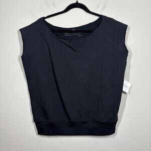 Tanya-B Womens Size Large Knit Tank Top Black Cotton Blend Sleeveless Stretch